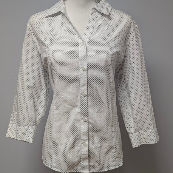 Chico's Tops - Chico's White Polka Dot Blouse Size 2